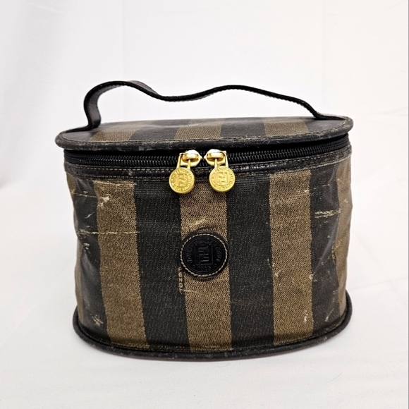Fendi Vintage FF Vanity Bag in Pequin Stripe with Gold Hardware - Picture 1 of 13